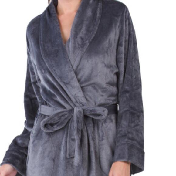 Miss Elaine Luxury Fleece Long Robe Ultra Soft Pewter Gray Size Medium - Picture 6 of 12